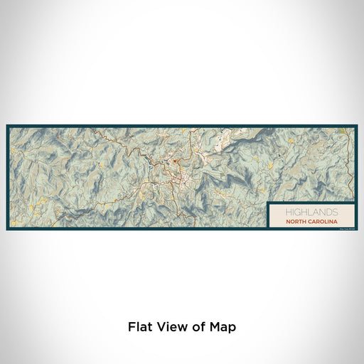 Flat View of Map Custom Highlands North Carolina Map Enamel Mug in Woodblock
