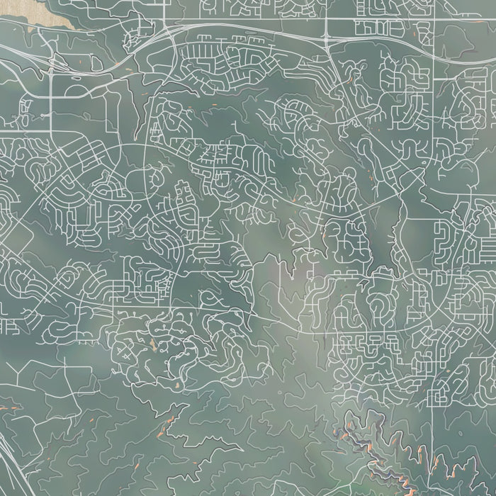 Highlands Ranch Colorado Map Print in Afternoon Style Zoomed In Close Up Showing Details