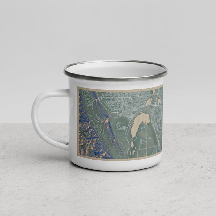 Left View Custom Highlands Ranch Colorado Map Enamel Mug in Afternoon