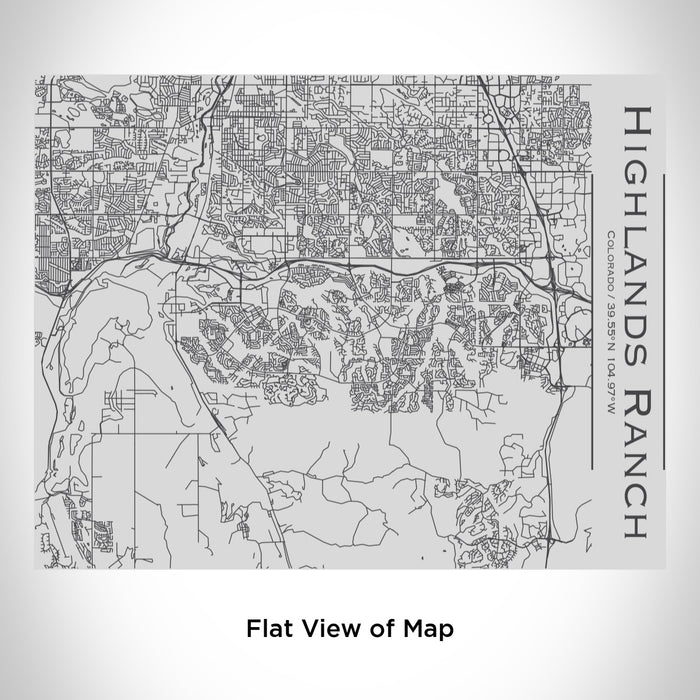 Rendered View of Highlands Ranch Colorado Map Engraving on 20oz Stainless Steel Insulated Bottle with Bamboo Top