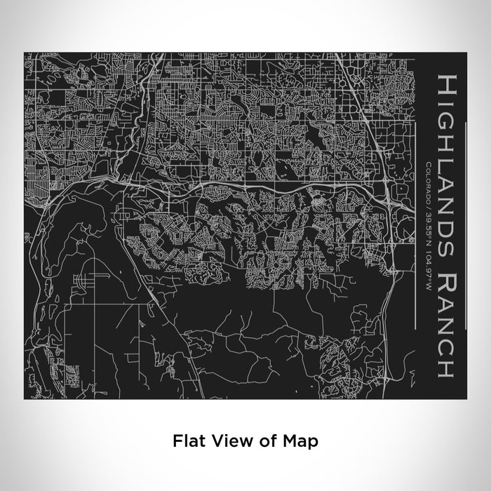 Rendered View of Highlands Ranch Colorado Map Engraving on 20oz Stainless Steel Insulated Bottle with Bamboo Top in Black