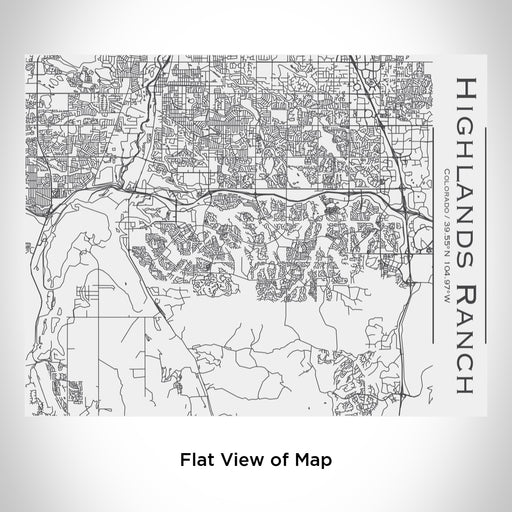 Rendered View of Highlands Ranch Colorado Map Engraving on 20oz Stainless Steel Insulated Bottle with Bamboo Top in White
