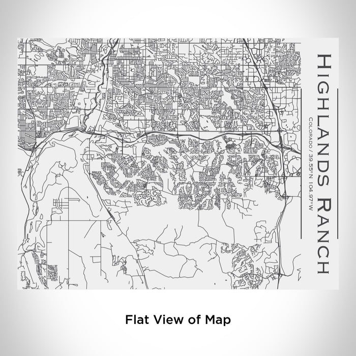Rendered View of Highlands Ranch Colorado Map Engraving on 20oz Stainless Steel Insulated Bottle with Bamboo Top in White