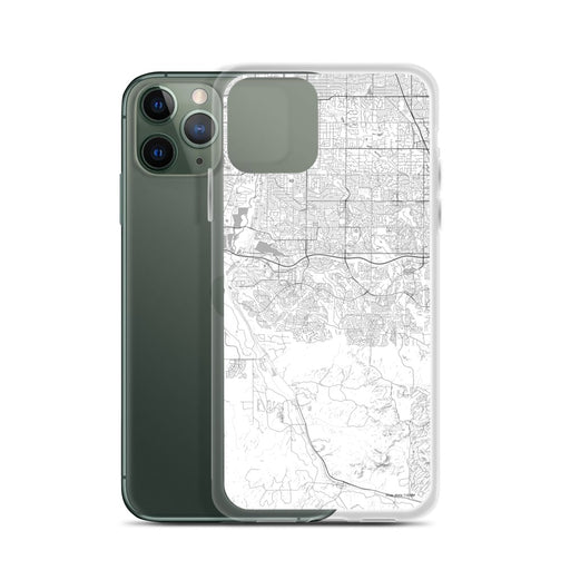 Custom Highlands Ranch Colorado Map Phone Case in Classic on Table with Laptop and Plant