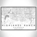 Highlands Ranch Colorado Map Print Landscape Orientation in Classic Style With Shaded Background
