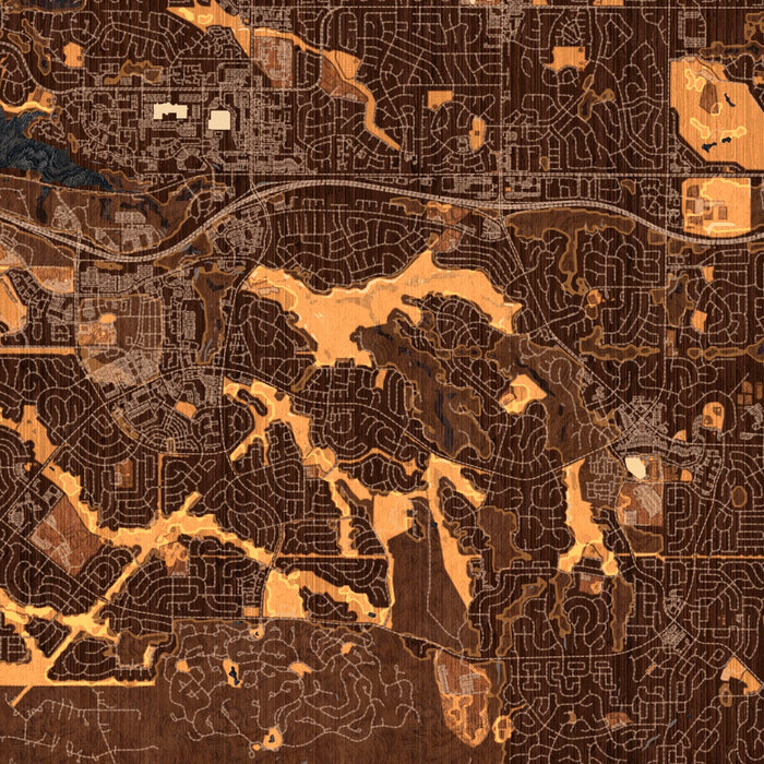 Highlands Ranch Colorado Map Print in Ember Style Zoomed In Close Up Showing Details
