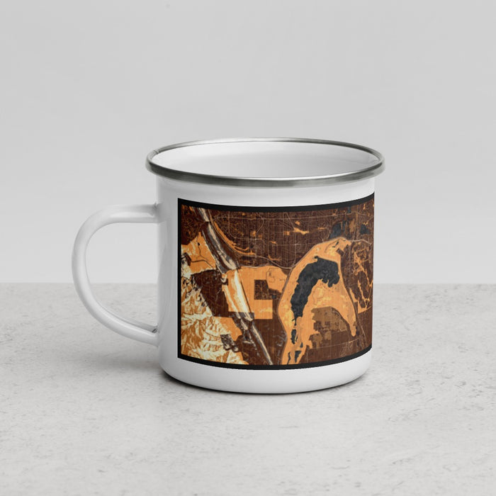 Left View Custom Highlands Ranch Colorado Map Enamel Mug in Ember