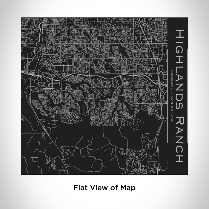 Rendered View of Highlands Ranch Colorado Map Engraving on 17oz Stainless Steel Insulated Tumbler in Black