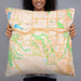 Person holding 22x22 Custom Highlands Ranch Colorado Map Throw Pillow in Watercolor