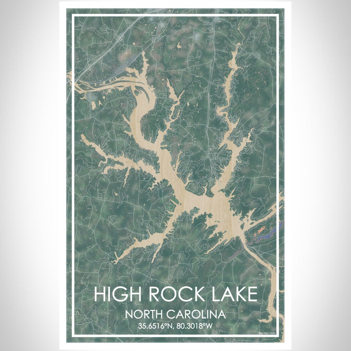 High Rock Lake North Carolina Map Print Portrait Orientation in Afternoon Style With Shaded Background