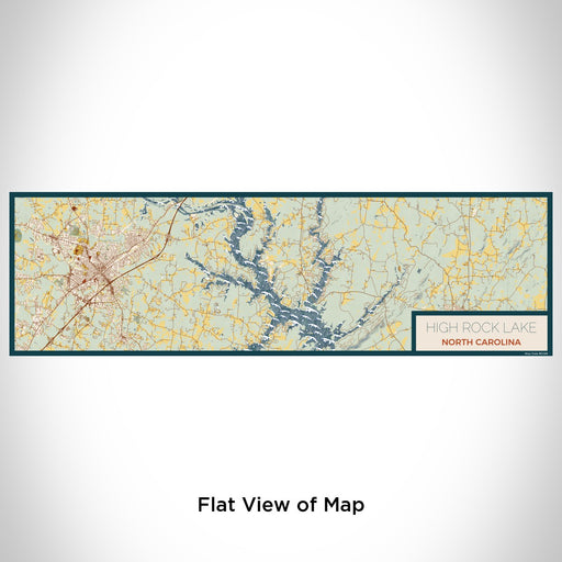 Flat View of Map Custom High Rock Lake North Carolina Map Enamel Mug in Woodblock