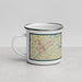Left View Custom High Rock Lake North Carolina Map Enamel Mug in Woodblock