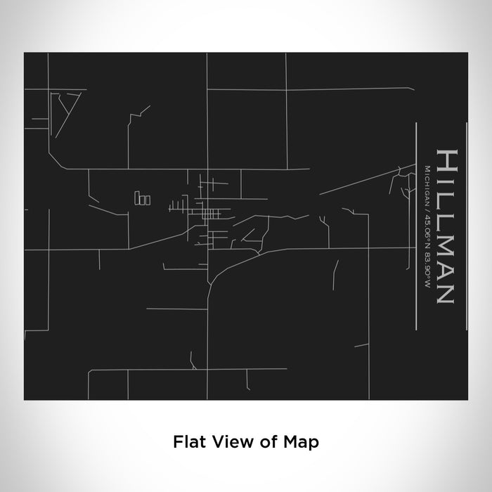 Rendered View of Hillman Michigan Map Engraving on 20oz Stainless Steel Insulated Bottle with Bamboo Top in Black