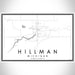 Hillman Michigan Map Print Landscape Orientation in Classic Style With Shaded Background