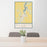 24x36 Hillsboro Illinois Map Print Portrait Orientation in Woodblock Style Behind 2 Chairs Table and Potted Plant