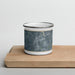 Front View Custom Hillsboro Illinois Map Enamel Mug in Afternoon on Cutting Board