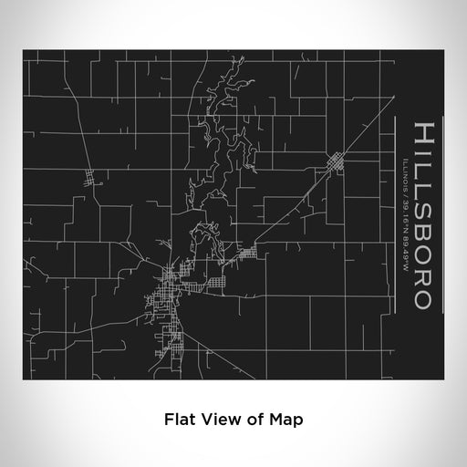 Rendered View of Hillsboro Illinois Map Engraving on 20oz Stainless Steel Insulated Bottle with Bamboo Top in Black
