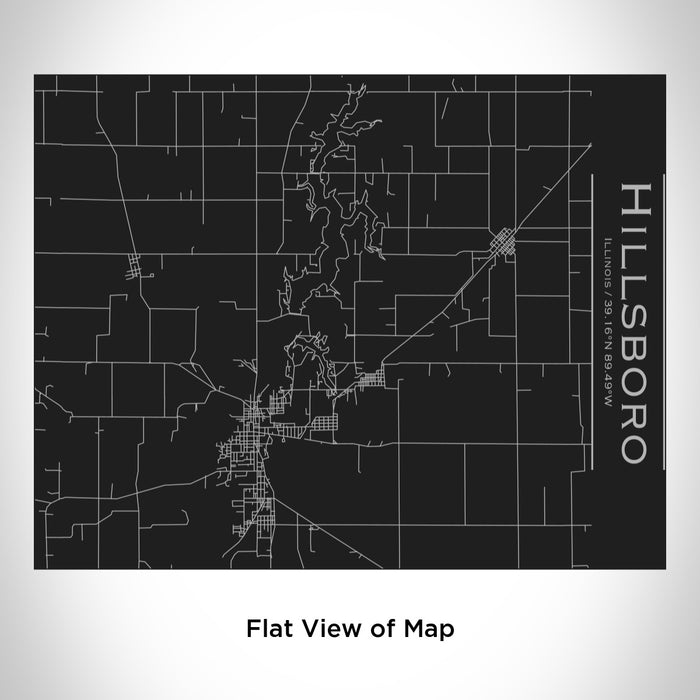 Rendered View of Hillsboro Illinois Map Engraving on 20oz Stainless Steel Insulated Bottle with Bamboo Top in Black