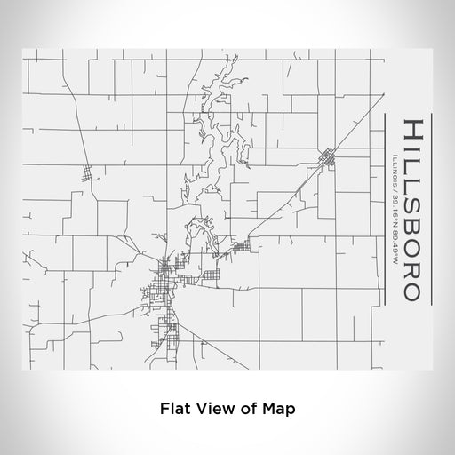 Rendered View of Hillsboro Illinois Map Engraving on 20oz Stainless Steel Insulated Bottle with Bamboo Top in White