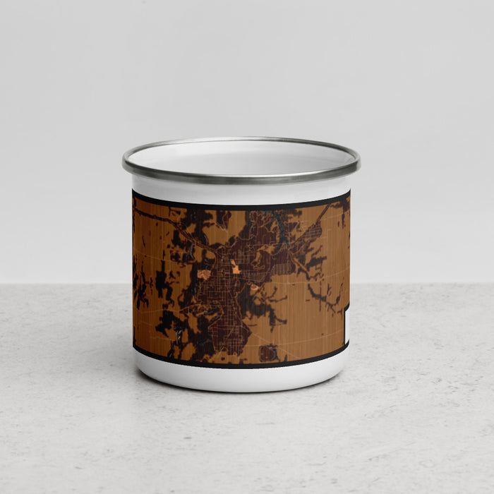 Front View Custom Hillsboro Illinois Map Enamel Mug in Ember