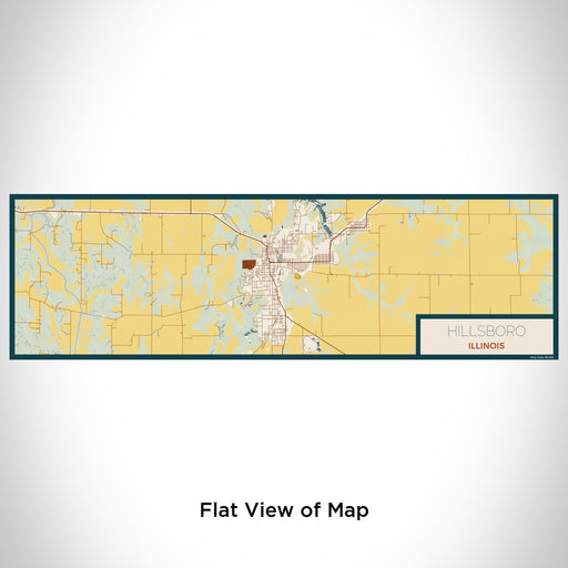 Flat View of Map Custom Hillsboro Illinois Map Enamel Mug in Woodblock