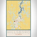 Hillsboro Illinois Map Print Portrait Orientation in Woodblock Style With Shaded Background