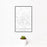 12x18 Hillsborough North Carolina Map Print Portrait Orientation in Classic Style With Small Cactus Plant in White Planter
