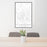 24x36 Hillsborough North Carolina Map Print Portrait Orientation in Classic Style Behind 2 Chairs Table and Potted Plant