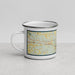 Left View Custom Hillsborough North Carolina Map Enamel Mug in Woodblock