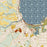Hilo Hawaii Map Print in Woodblock Style Zoomed In Close Up Showing Details