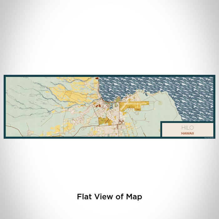 Flat View of Map Custom Hilo Hawaii Map Enamel Mug in Woodblock