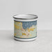 Front View Custom Hilo Hawaii Map Enamel Mug in Woodblock