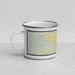 Left View Custom Hilo Hawaii Map Enamel Mug in Woodblock
