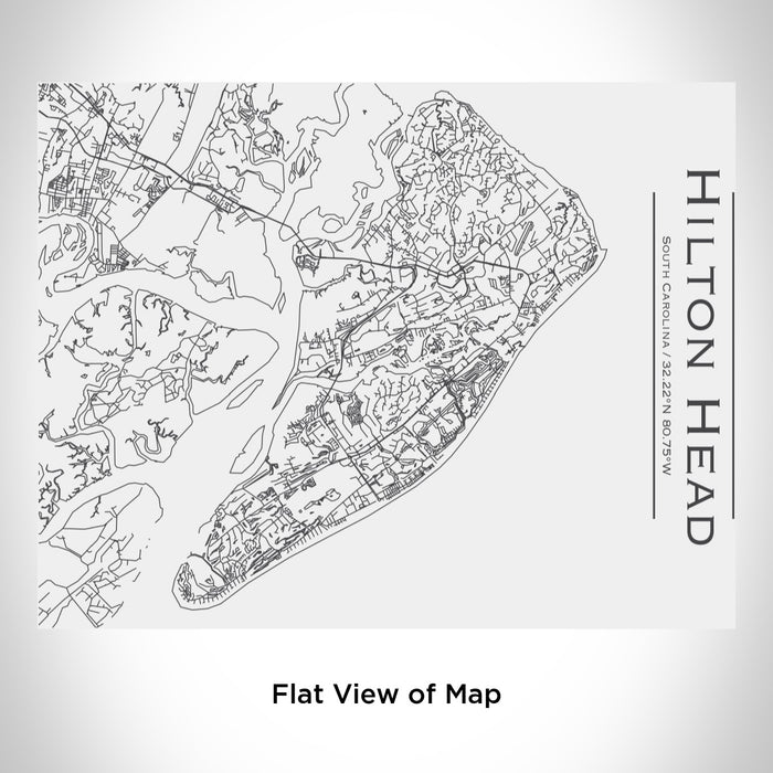 Rendered View of Hilton Head South Carolina Map Engraving on 20oz Stainless Steel Insulated Bottle with Bamboo Top in White