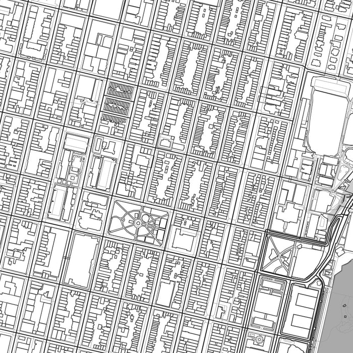 Hoboken New Jersey Map Print in Classic Style Zoomed In Close Up Showing Details
