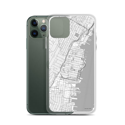 Custom Hoboken New Jersey Map Phone Case in Classic on Table with Laptop and Plant
