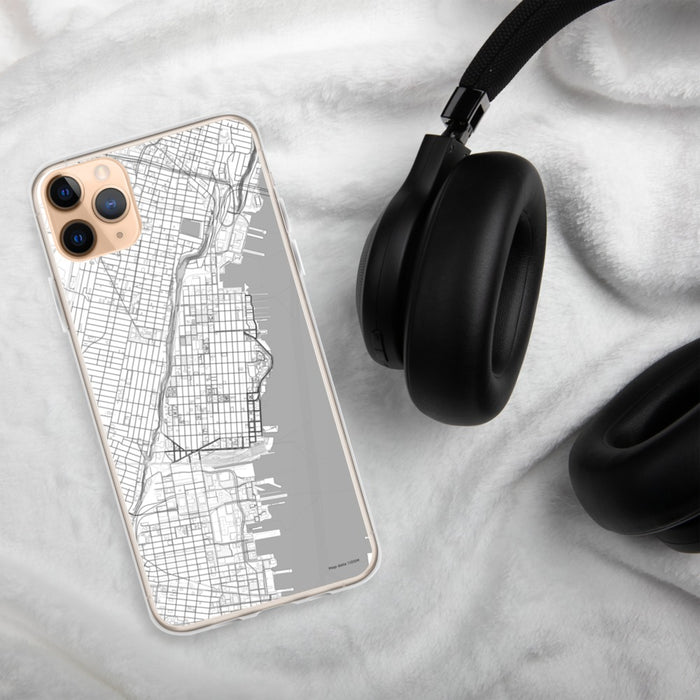 Custom Hoboken New Jersey Map Phone Case in Classic on Table with Black Headphones