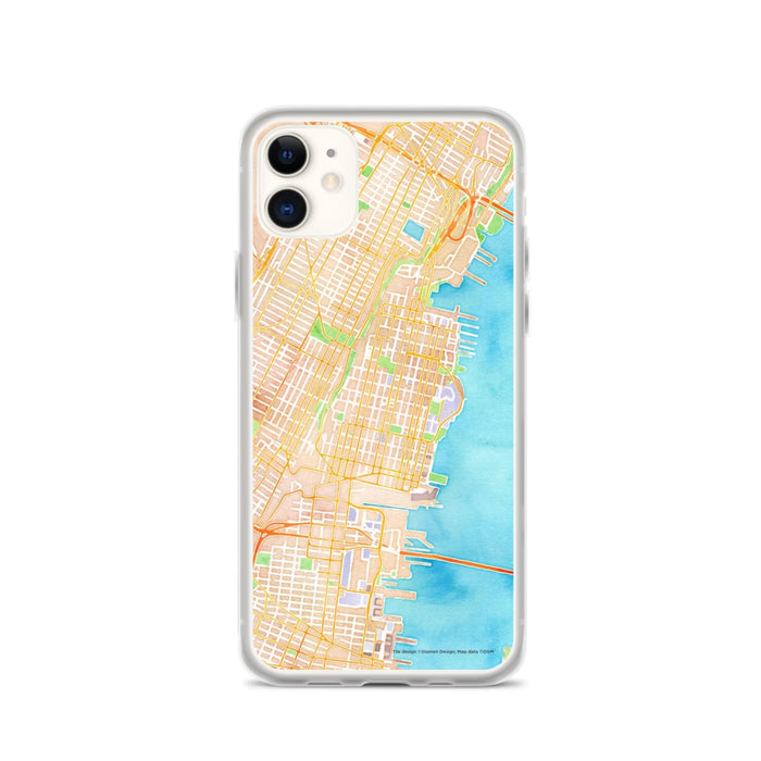Custom Hoboken New Jersey Map Phone Case in Watercolor