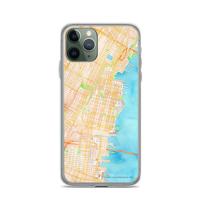 Custom Hoboken New Jersey Map Phone Case in Watercolor
