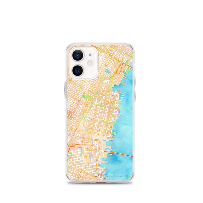 Custom Hoboken New Jersey Map iPhone 12 mini Phone Case in Watercolor