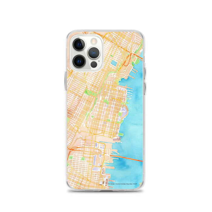Custom Hoboken New Jersey Map iPhone 12 Pro Phone Case in Watercolor