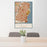 24x36 Hoboken New Jersey Map Print Portrait Orientation in Woodblock Style Behind 2 Chairs Table and Potted Plant