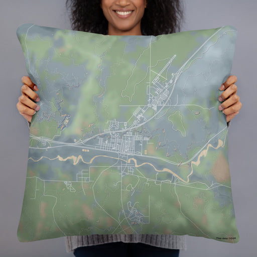 Person holding 22x22 Custom Holbrook Arizona Map Throw Pillow in Afternoon