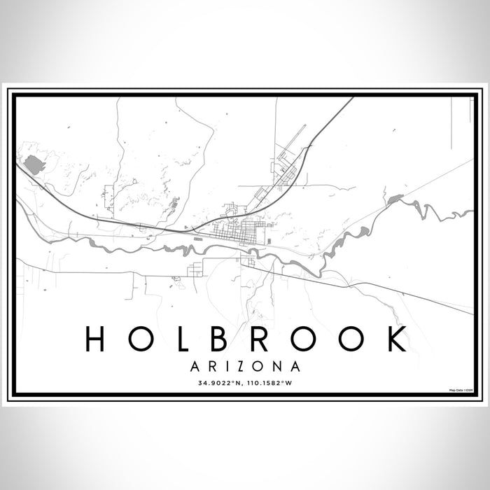 Holbrook Arizona Map Print Landscape Orientation in Classic Style With Shaded Background