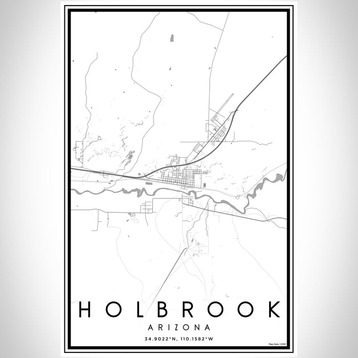 Holbrook Arizona Map Print Portrait Orientation in Classic Style With Shaded Background