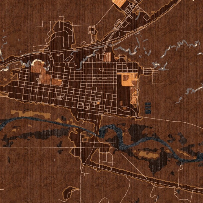 Holbrook Arizona Map Print in Ember Style Zoomed In Close Up Showing Details
