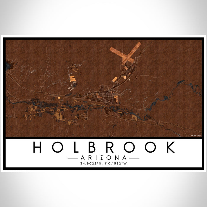 Holbrook Arizona Map Print Landscape Orientation in Ember Style With Shaded Background