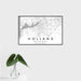 16x24 Holland Michigan Map Print Landscape Orientation in Classic Style With Tropical Plant Leaves in Water