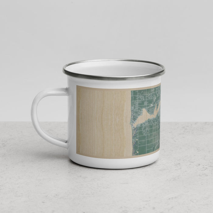 Left View Custom Holland Michigan Map Enamel Mug in Afternoon