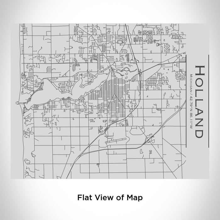 Rendered View of Holland Michigan Map Engraving on 20oz Stainless Steel Insulated Bottle with Bamboo Top